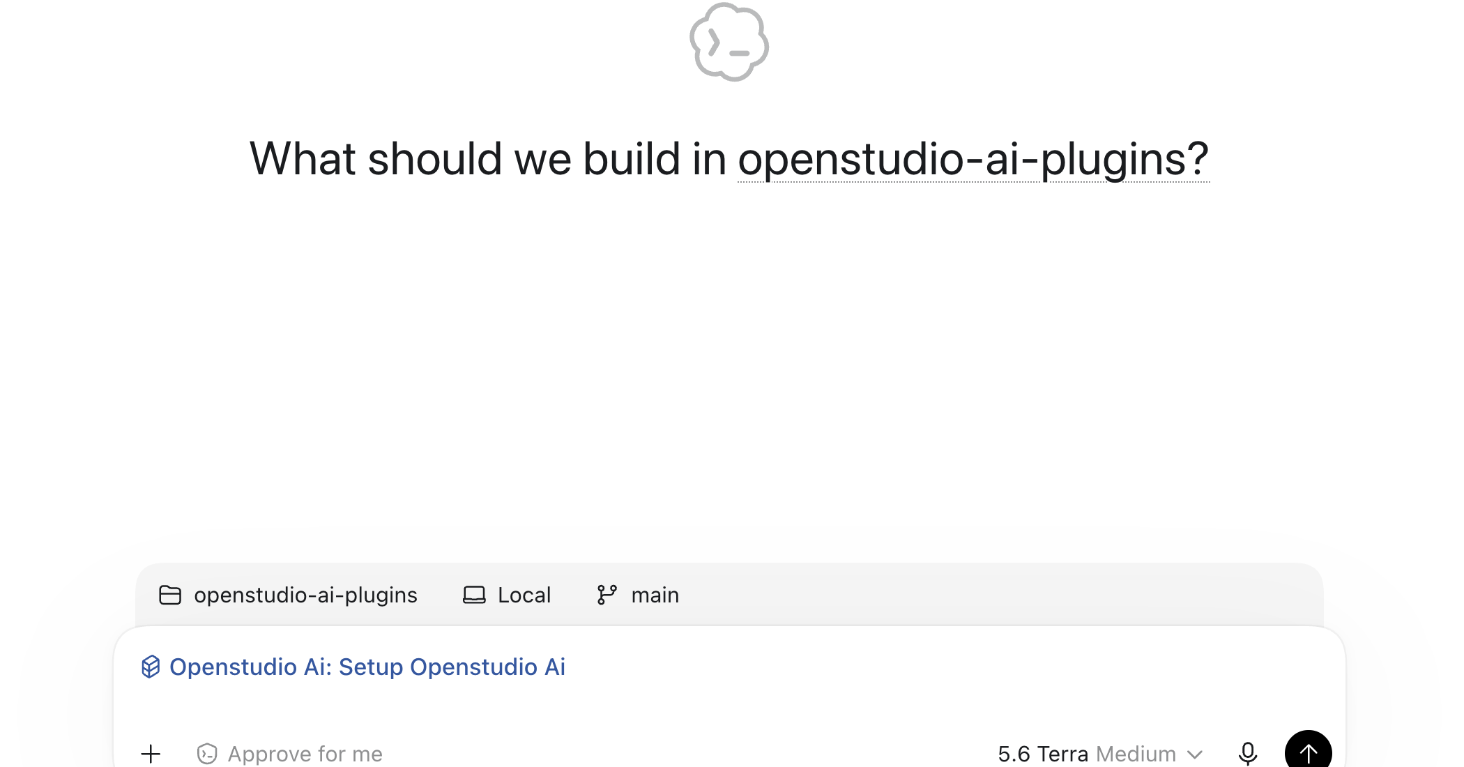 Codex task showing the OpenStudio AI Setup OpenStudio AI skill suggestion